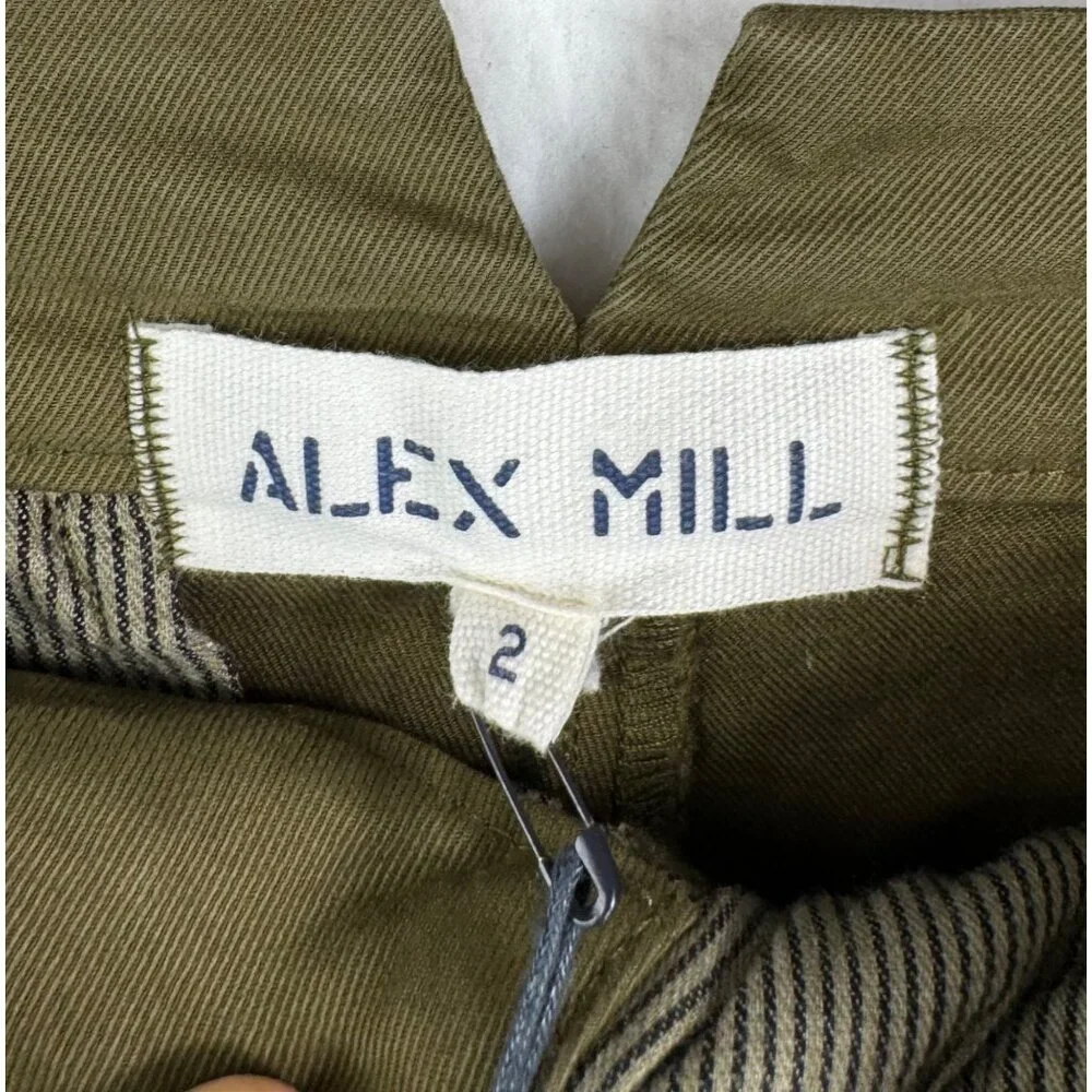 Alex Mill High waist Pleated Chino Pants Olive preppy 90s sz 2 - Picture 2 of 10
